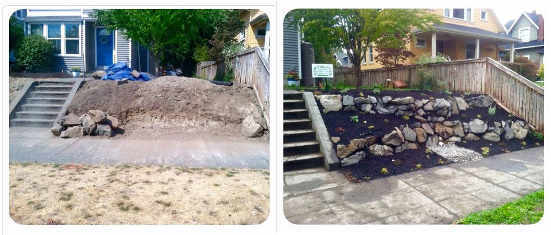 Rock Wall Install Before and After